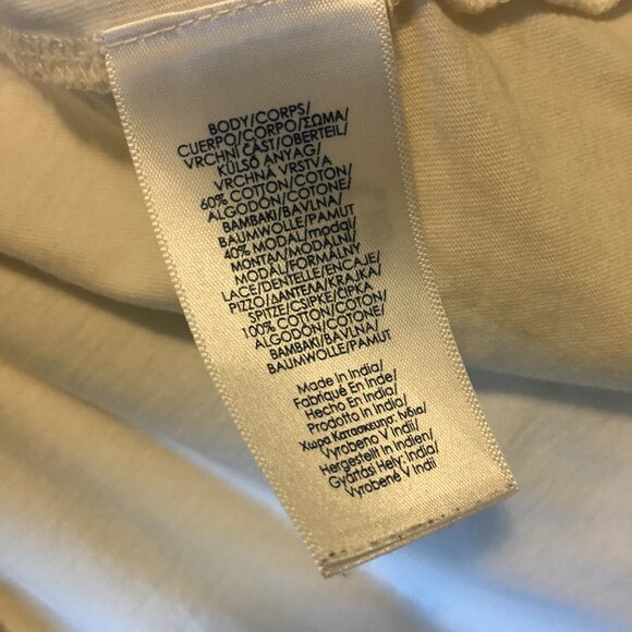 Chaps Flowy Embroidered Cotton Pintuck Peasant Sleeve Tunic Blouse - Picture 6 of 11